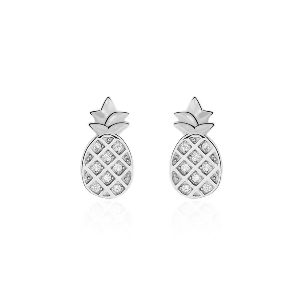 Boucles D'oreilles Puces Harold Argent Blanc Oxyde De Zirconium