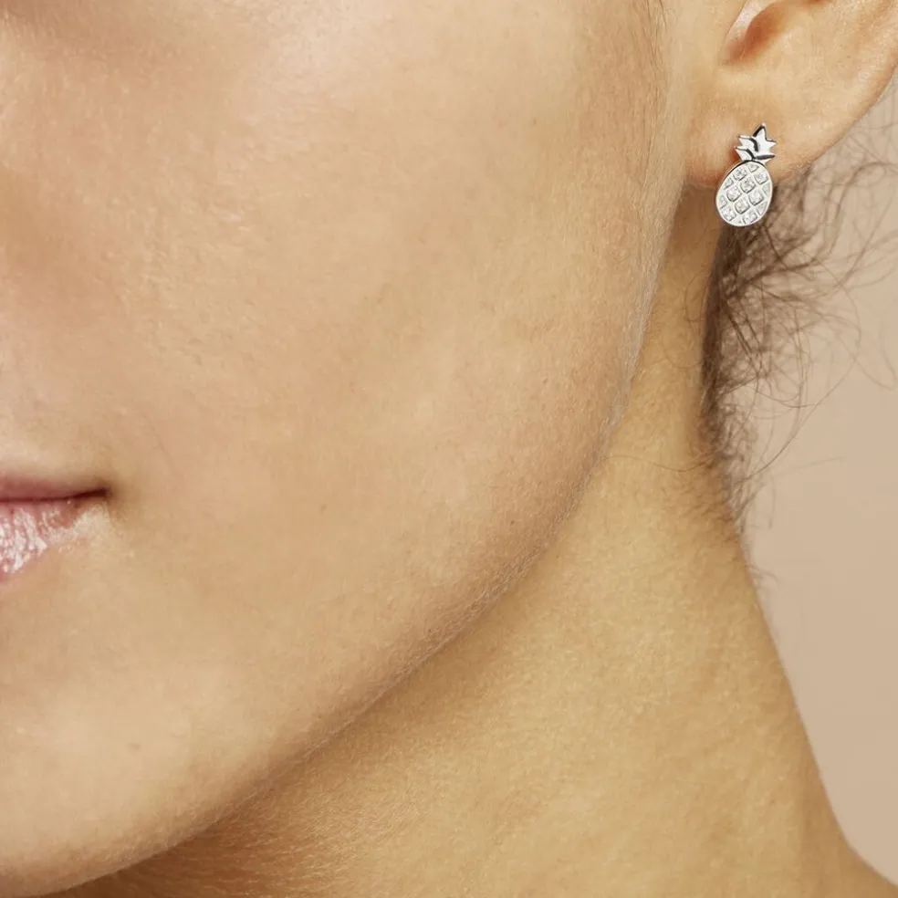 Boucles D'oreilles Puces Harold Argent Blanc Oxyde De Zirconium