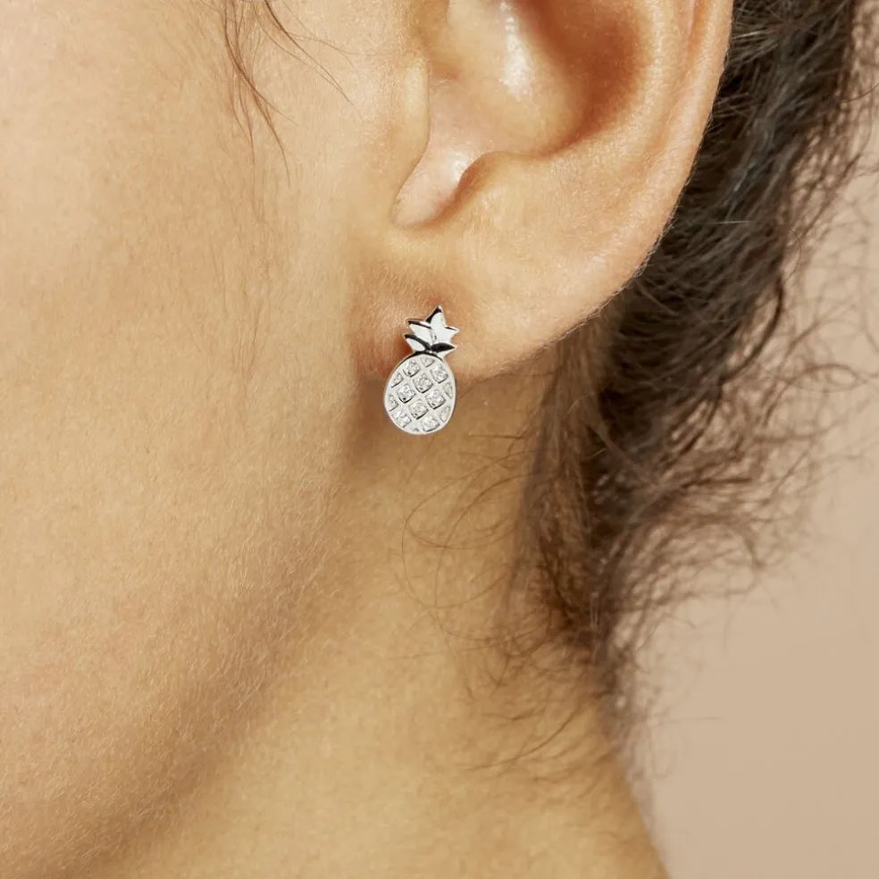 Boucles D'oreilles Puces Harold Argent Blanc Oxyde De Zirconium