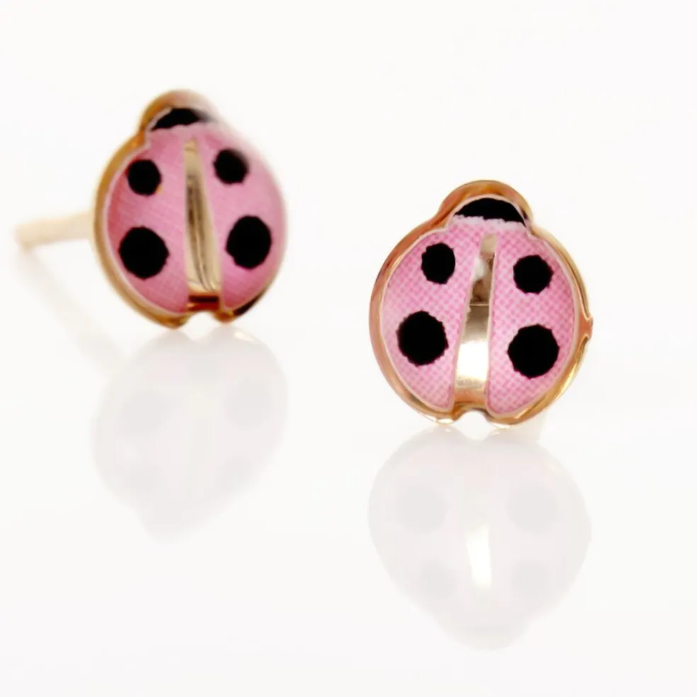 Boucles D'oreilles Puces Helidie Coccinelle Or Jaune