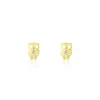 Boucles D'oreilles Puces Helois Hibou Or Jaune Oxyde De Zirconium