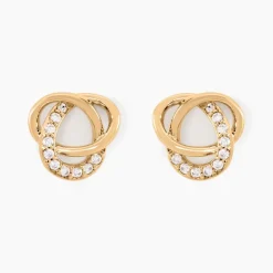 Boucles D'oreilles Puces Henia Plaqué Or Jaune Oxyde De Zirconium