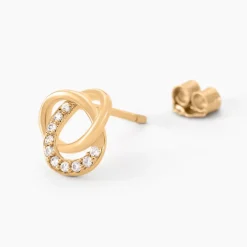 Boucles D'oreilles Puces Henia Plaqué Or Jaune Oxyde De Zirconium