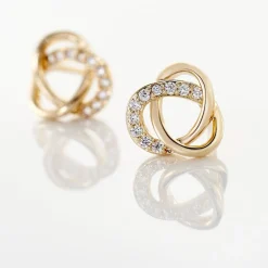 Boucles D'oreilles Puces Henia Plaqué Or Jaune Oxyde De Zirconium