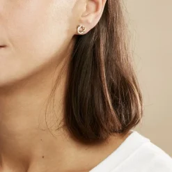 Boucles D'oreilles Puces Henia Plaqué Or Jaune Oxyde De Zirconium