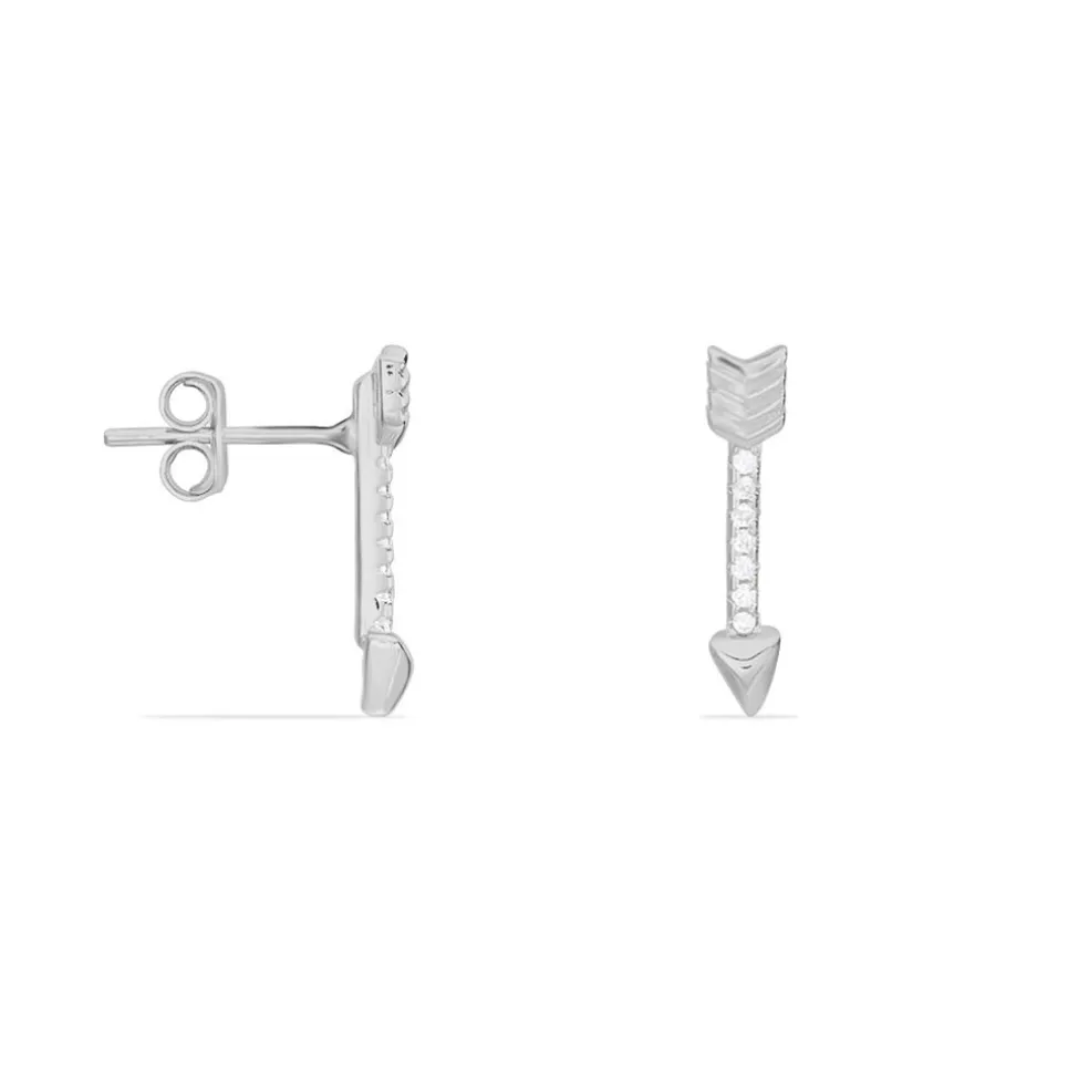 Boucles D'oreilles Puces Harrow Argent Blanc Oxyde De Zirconium