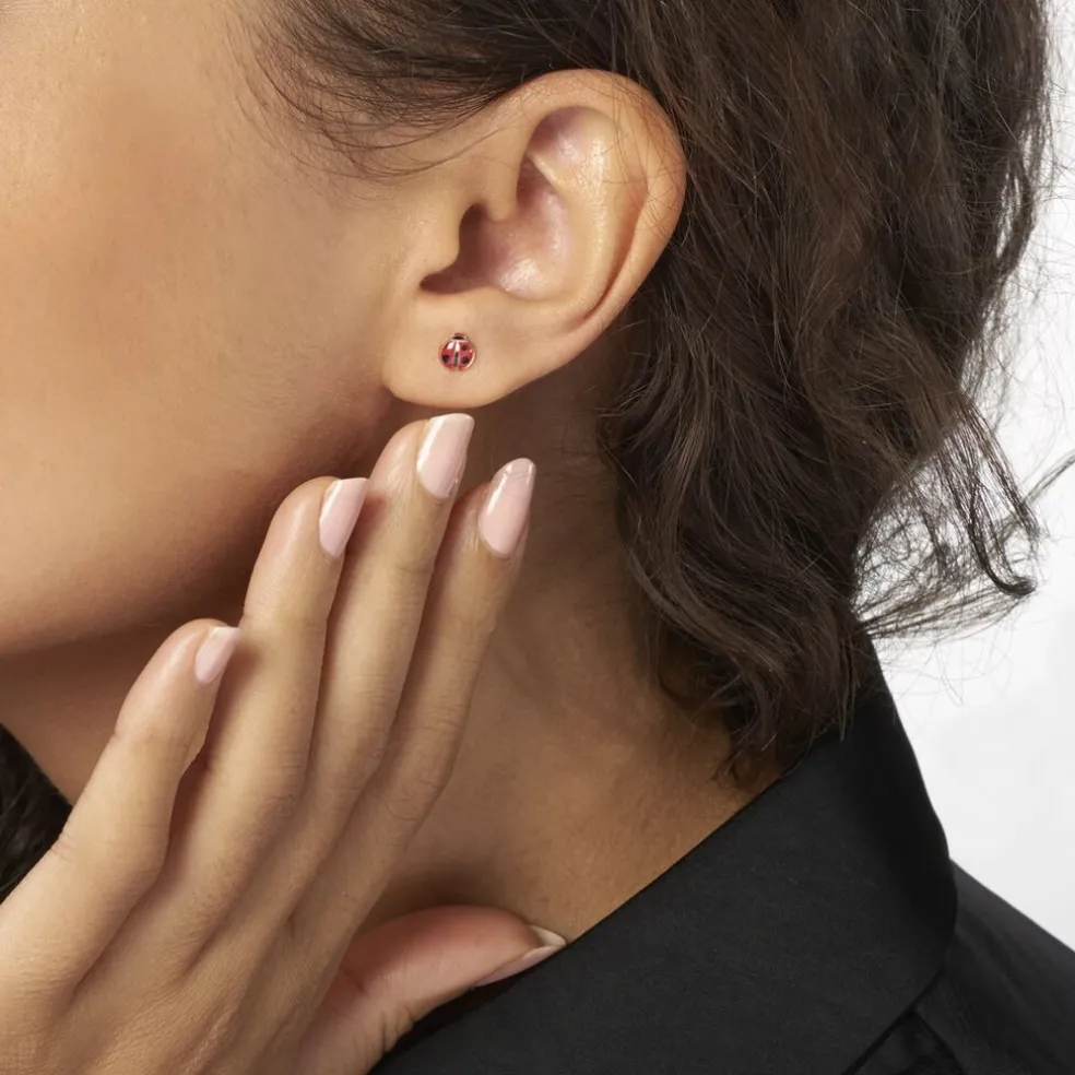 Boucles D'oreilles Puces Helidie Coccinelle Or Jaune