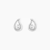 Boucles D'oreilles Puces Helie Goutte Or Blanc Oxyde De Zirconium