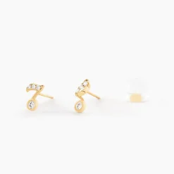 Boucles D'Oreilles Puces Hopcyn Or Jaune Oxyde De Zirconium