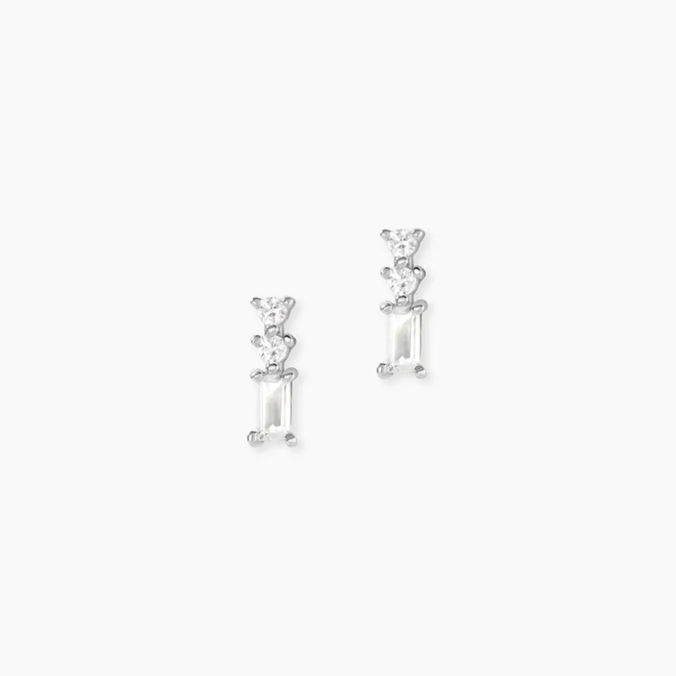 Boucles D'oreilles Puces Iolyn Argent Blanc Oxyde De Zirconium