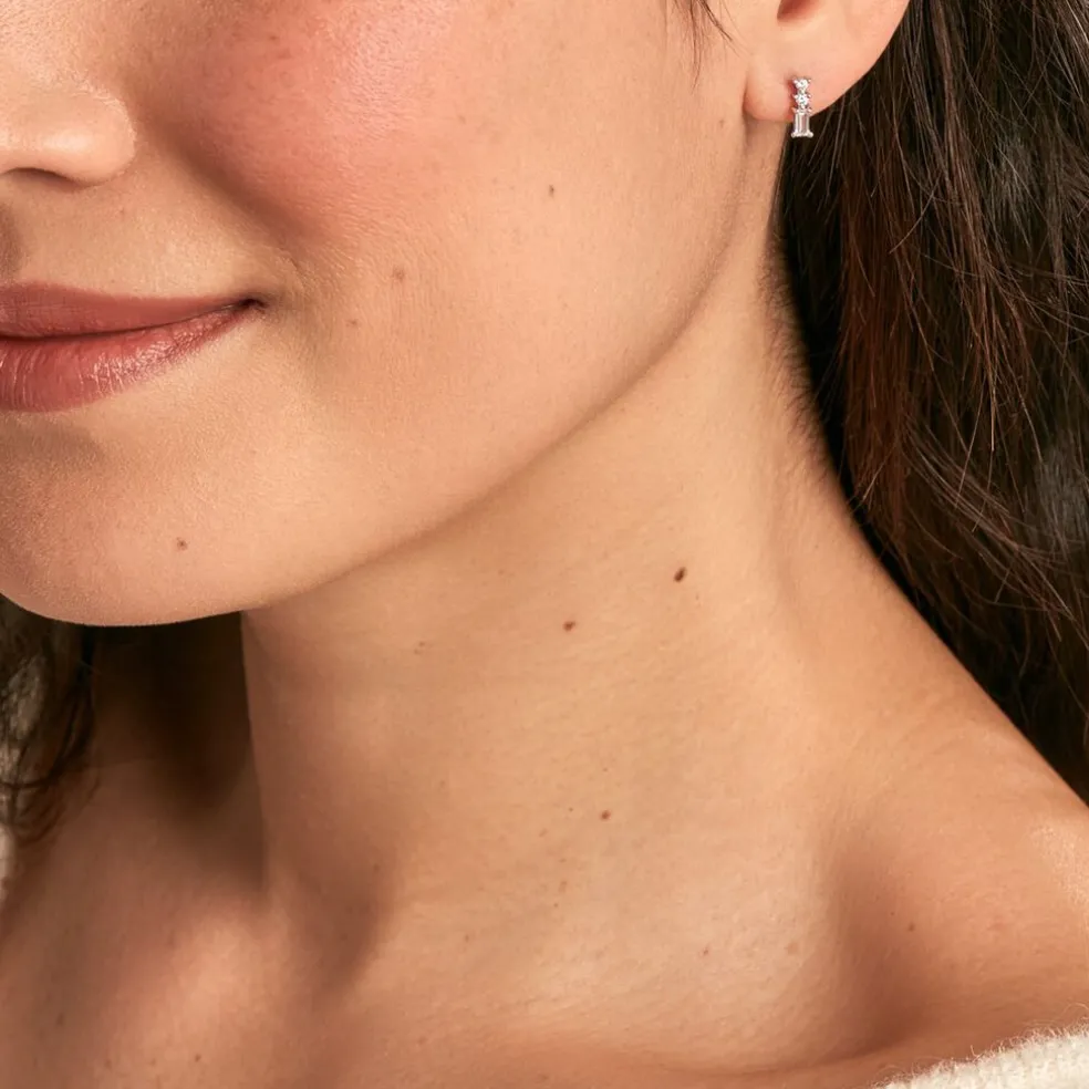 Boucles D'oreilles Puces Iolyn Argent Blanc Oxyde De Zirconium