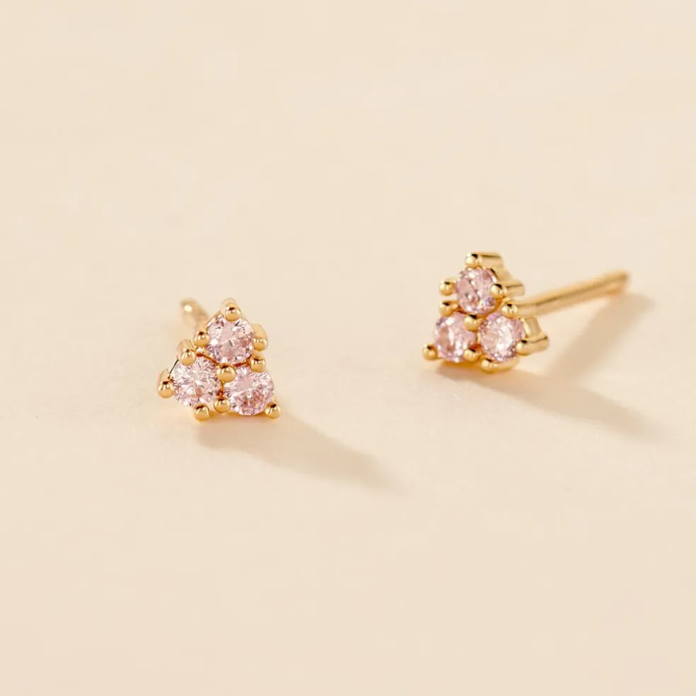 Boucles D'oreilles Puces Istoria Plaqué Or Jaune Oxyde De Zirconium