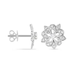 Boucles D'oreilles Puces Iona Argent Blanc Oxyde De Zirconium