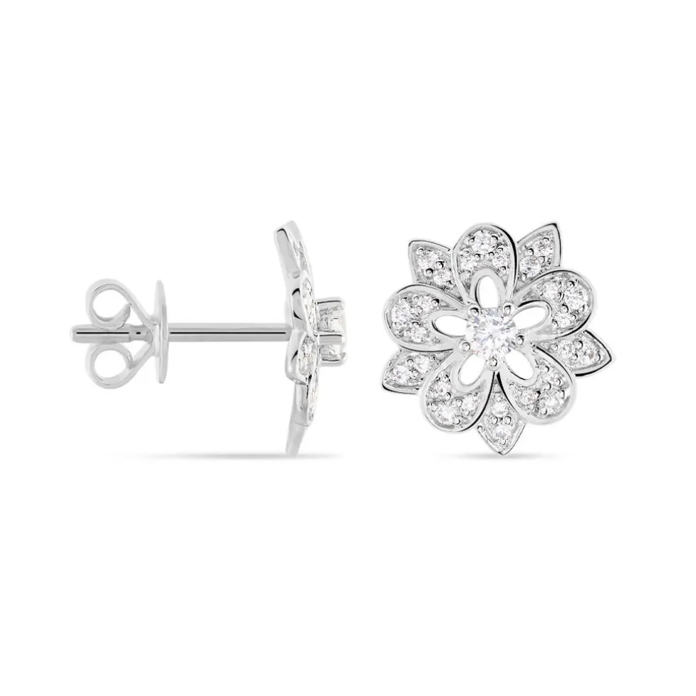 Boucles D'oreilles Puces Iona Argent Blanc Oxyde De Zirconium