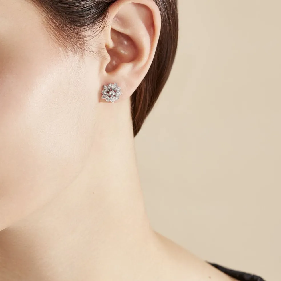 Boucles D'oreilles Puces Iona Argent Blanc Oxyde De Zirconium