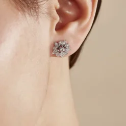 Boucles D'oreilles Puces Iona Argent Blanc Oxyde De Zirconium