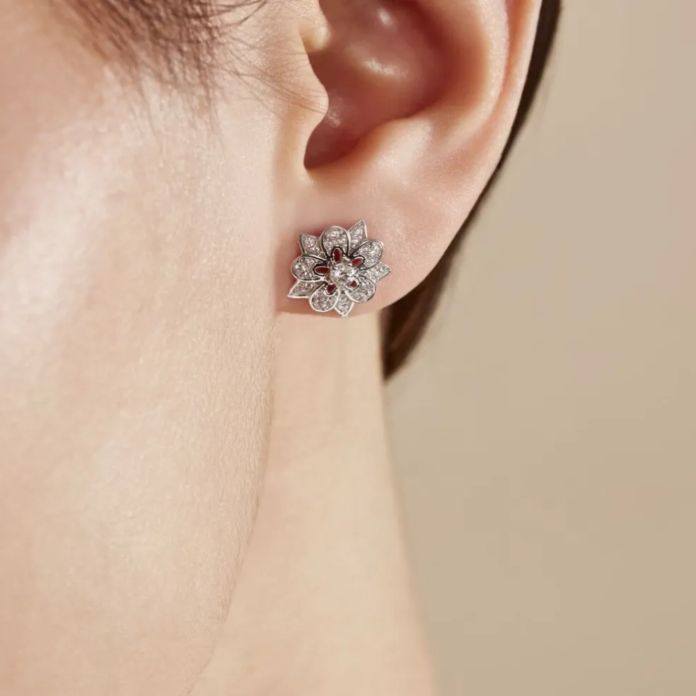 Boucles D'oreilles Puces Iona Argent Blanc Oxyde De Zirconium