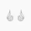 Boucles D'oreilles Puces Indian Drop Argent Blanc Oxyde De Zirconium
