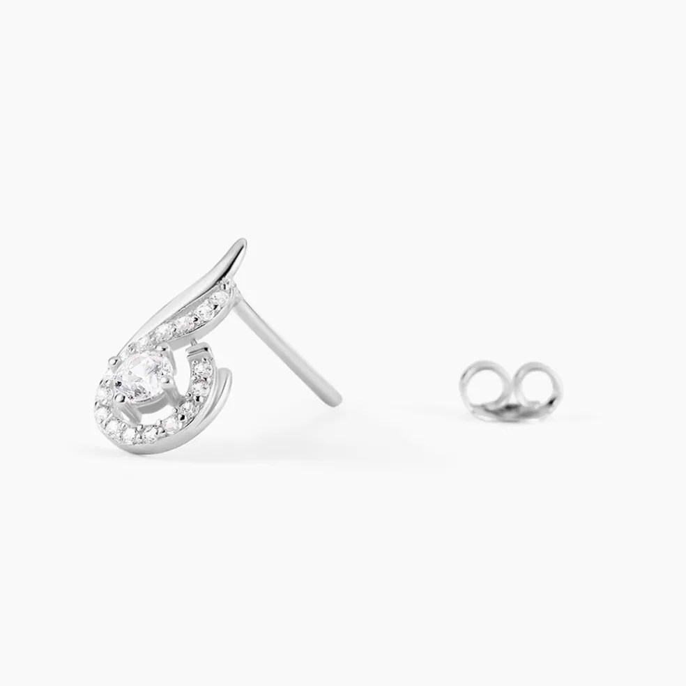 Boucles D'oreilles Puces Indian Drop Argent Blanc Oxyde De Zirconium