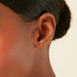 Boucles D'Oreilles Puces Ishmael Or Jaune Oxyde De Zirconium