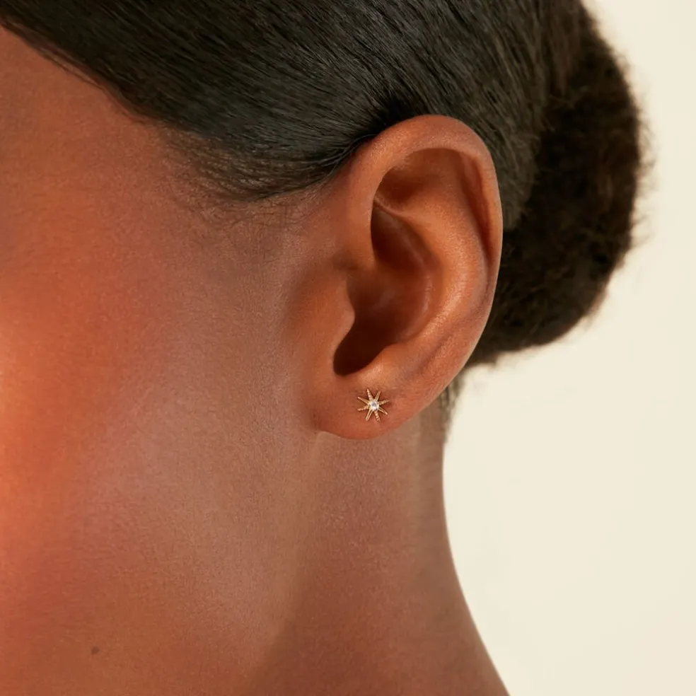 Boucles D'Oreilles Puces Ishmael Or Jaune Oxyde De Zirconium