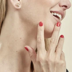 Boucles D'oreilles Puces Iwaki Plaqué Or Jaune Oxyde De Zirconium