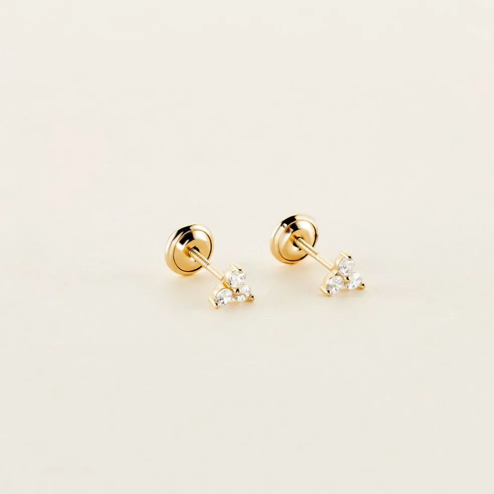 Boucles D'oreilles Puces Isaora Or Jaune Oxyde De Zirconium
