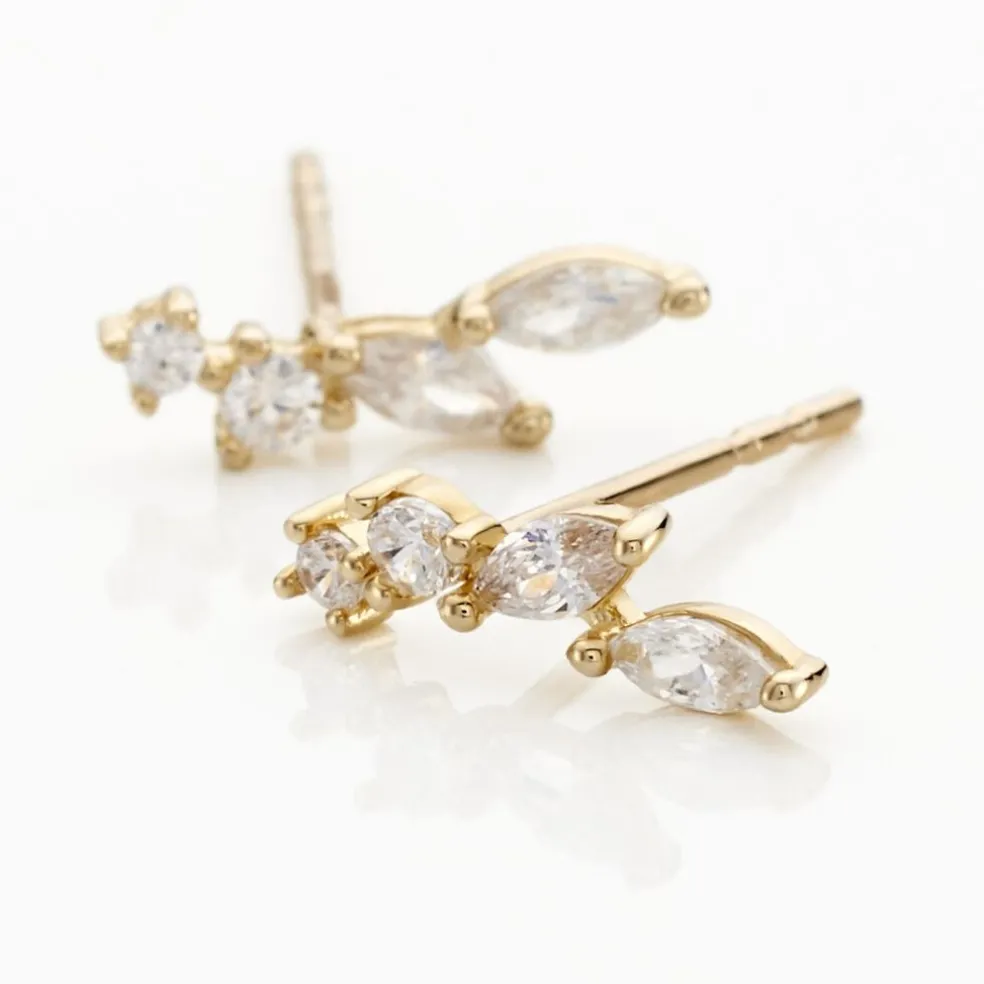 Boucles D'oreilles Puces Iuliana Or Jaune Oxyde De Zirconium