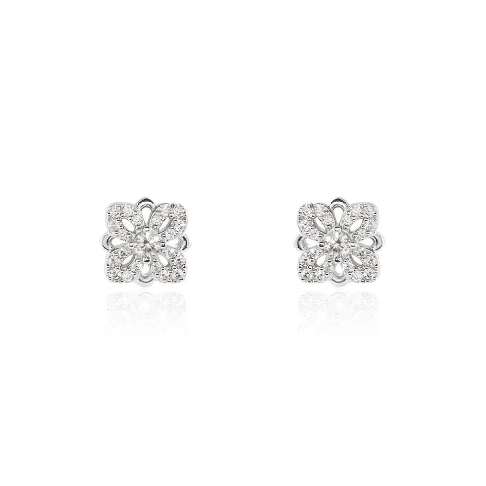 Boucles D'oreilles Puces Isia Argent Blanc Oxyde De Zirconium