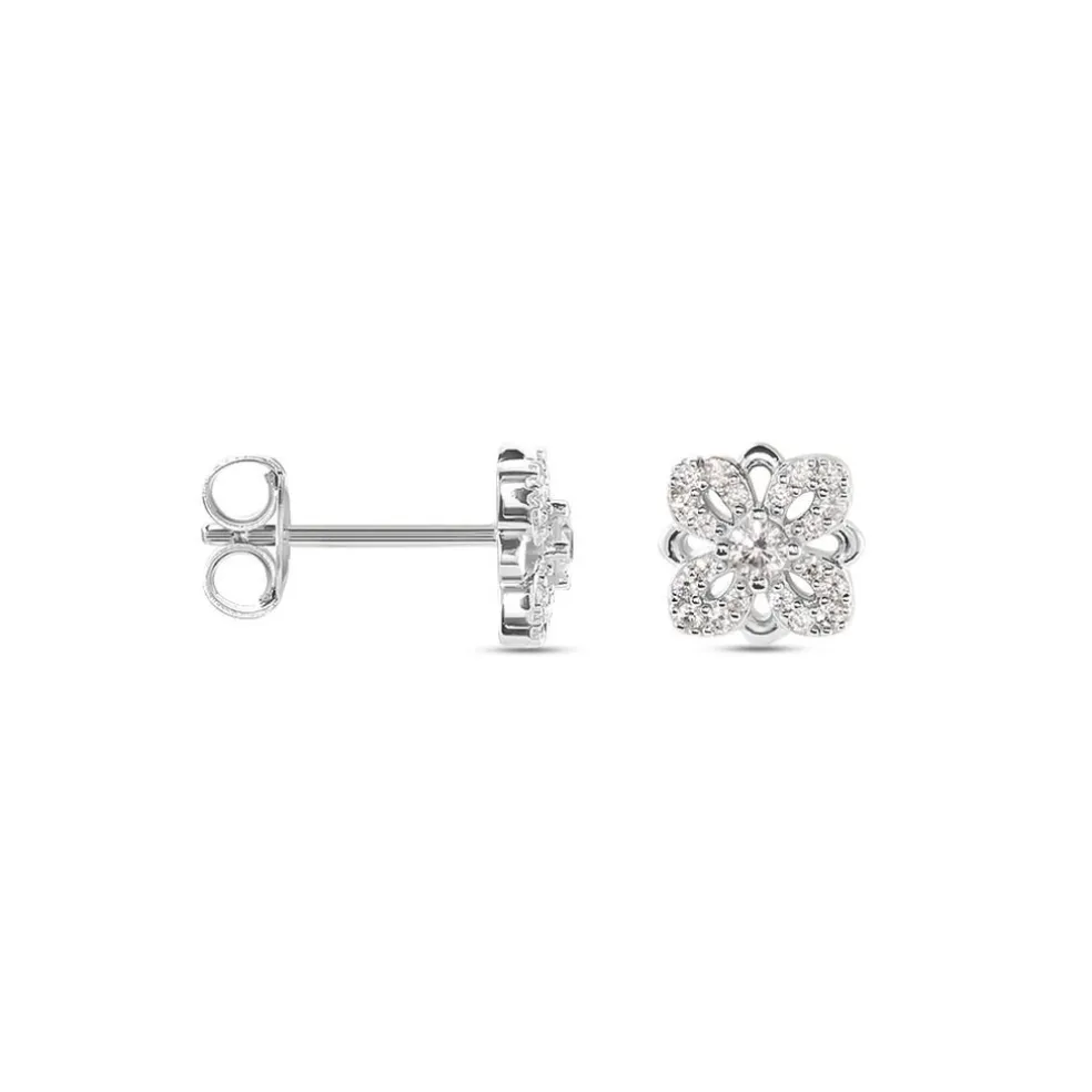 Boucles D'oreilles Puces Isia Argent Blanc Oxyde De Zirconium