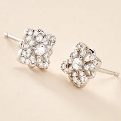 Boucles D'oreilles Puces Isia Argent Blanc Oxyde De Zirconium