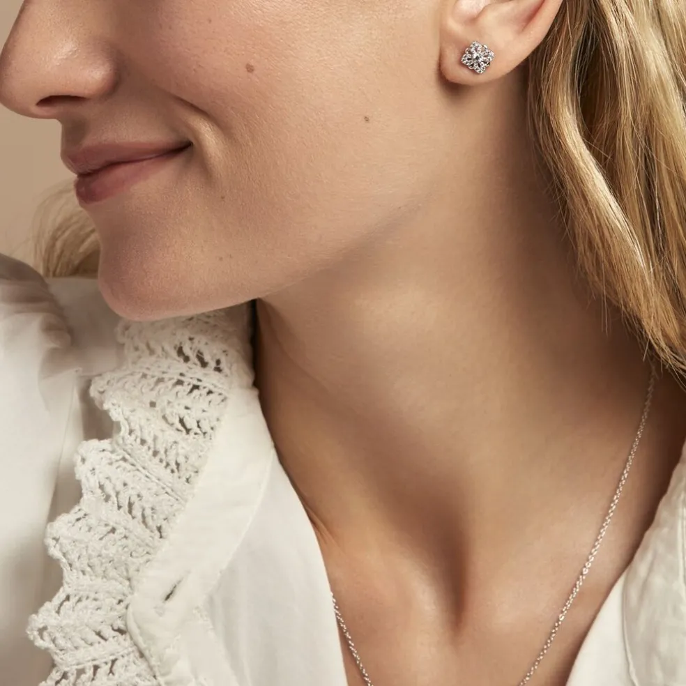 Boucles D'oreilles Puces Isia Argent Blanc Oxyde De Zirconium