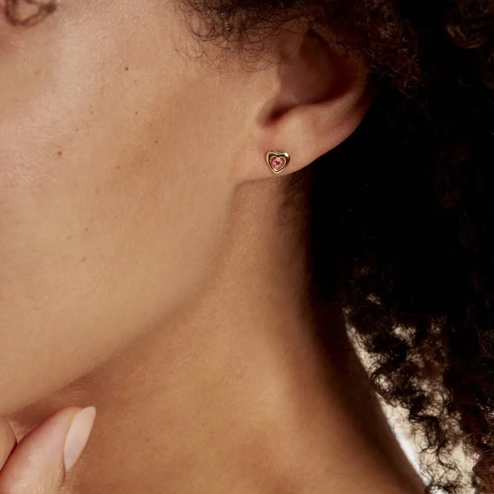 Boucles D'oreilles Puces Izild Or Jaune Rubis