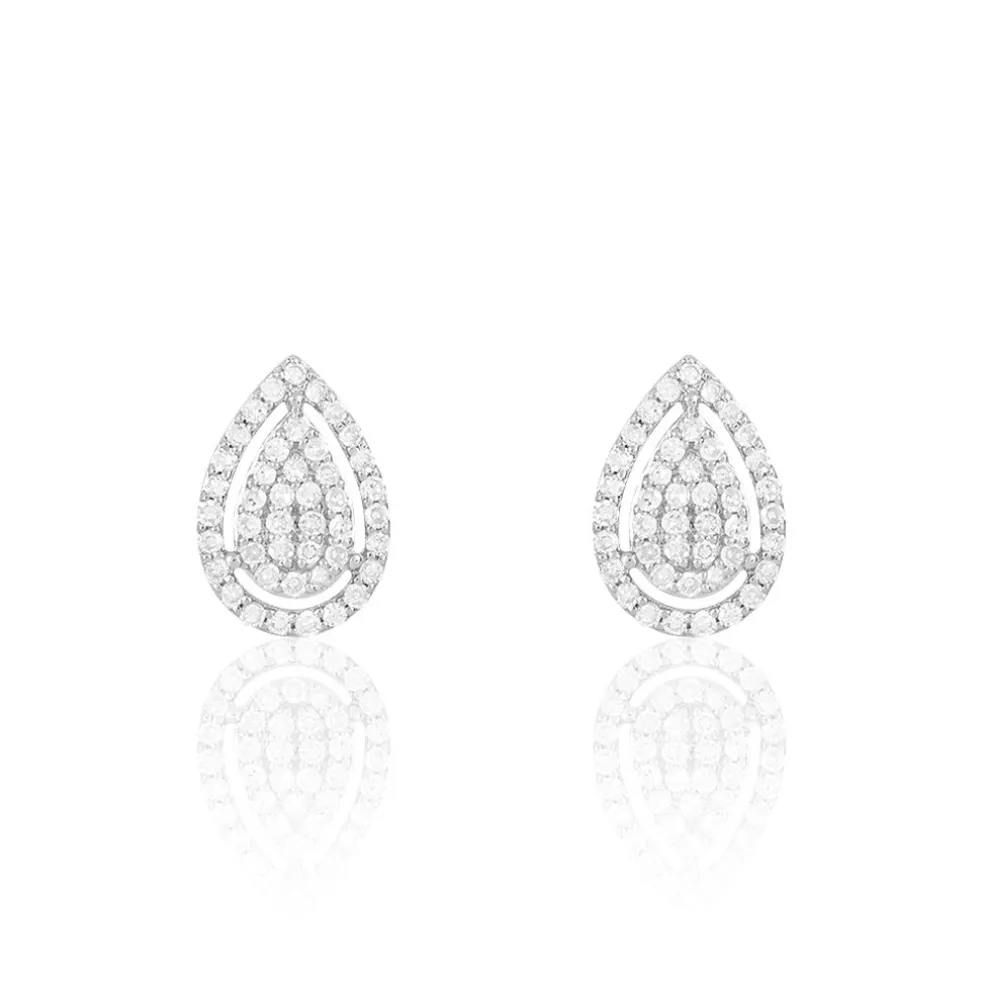 Boucles D'oreilles Puces Izia Or Blanc Diamant