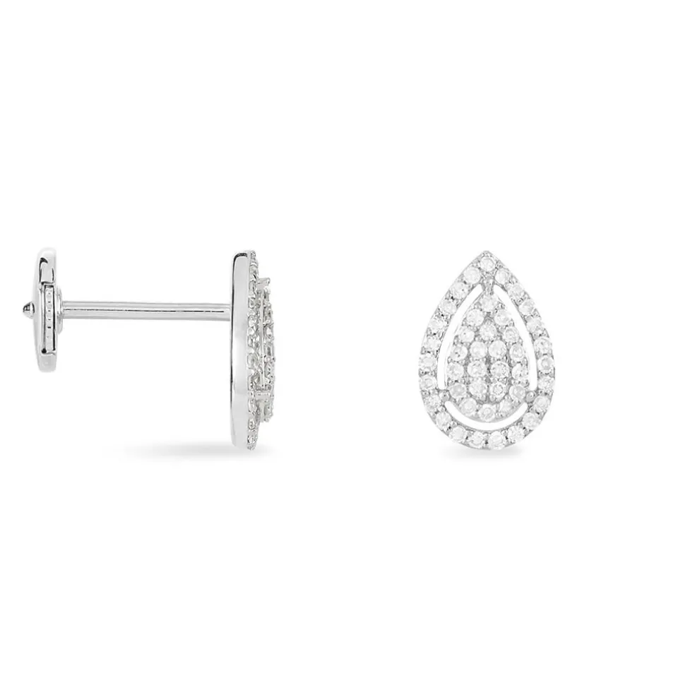 Boucles D'oreilles Puces Izia Or Blanc Diamant