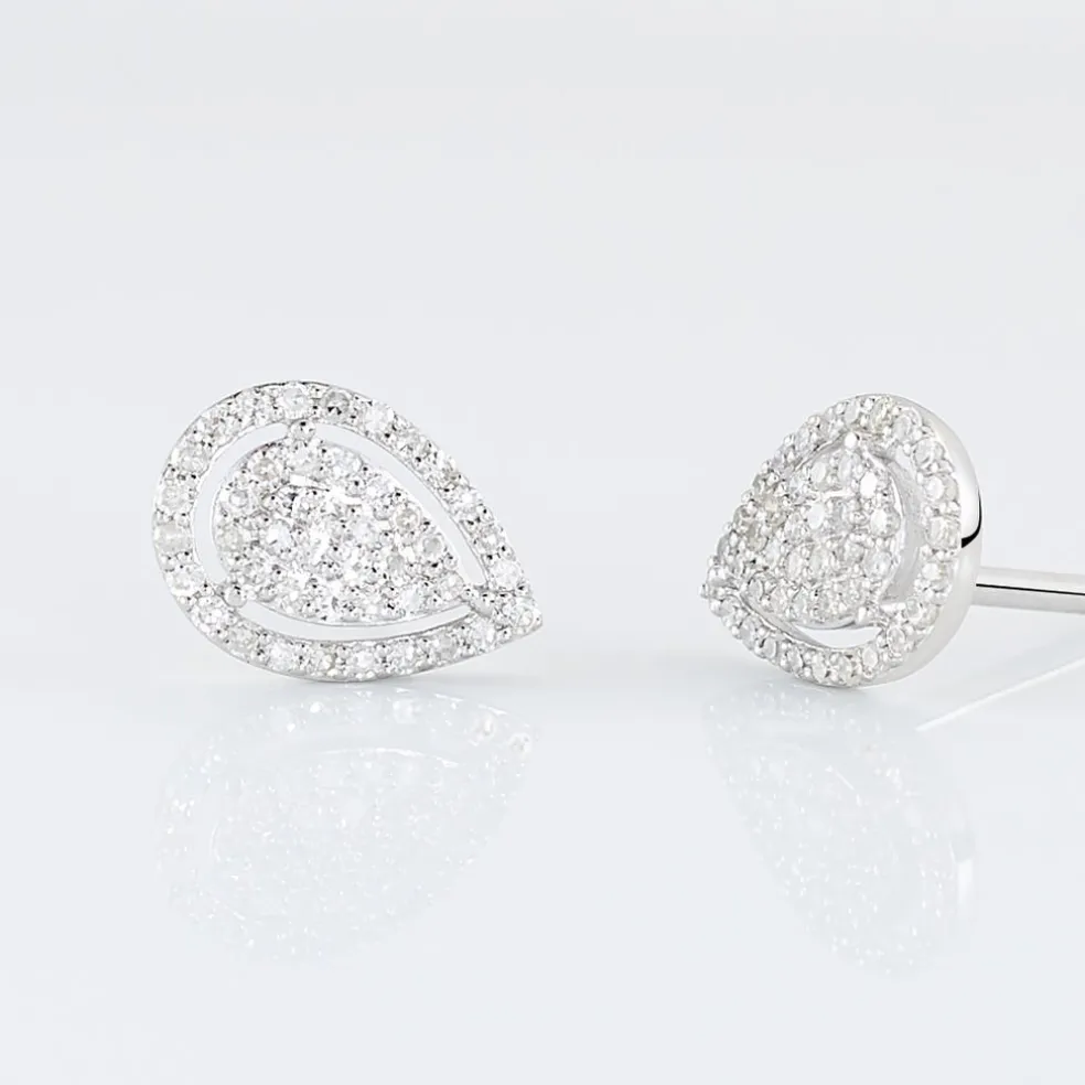 Boucles D'oreilles Puces Izia Or Blanc Diamant