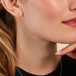 Boucles D'oreilles Puces Jill Argent Blanc Oxyde De Zirconium