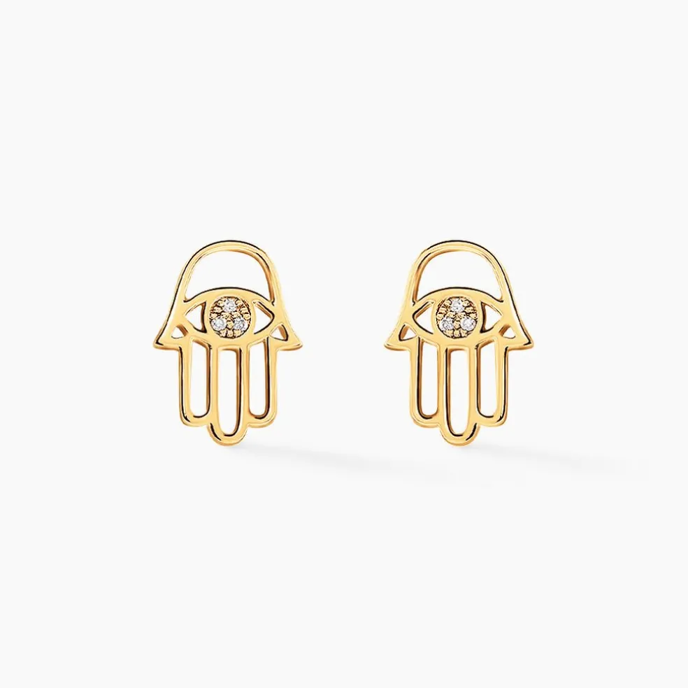 Boucles D'oreilles Puces Jamal Or Jaune Diamant