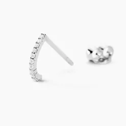 Boucles D'oreilles Puces Jayne Argent Blanc Oxyde De Zirconium