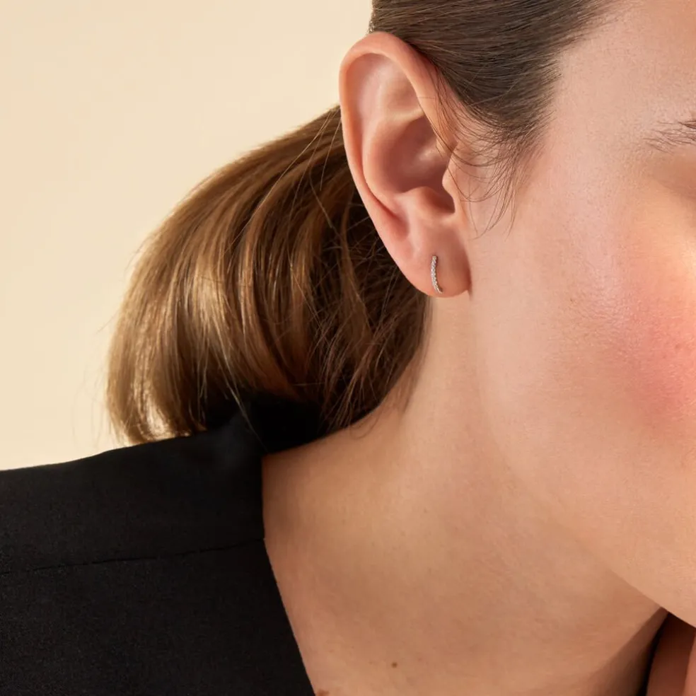 Boucles D'oreilles Puces Jayne Argent Blanc Oxyde De Zirconium