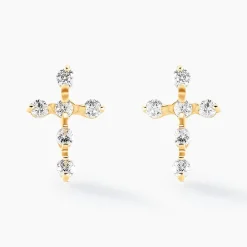 Boucles D'oreilles Puces Jesusa Or Jaune Oxyde De Zirconium