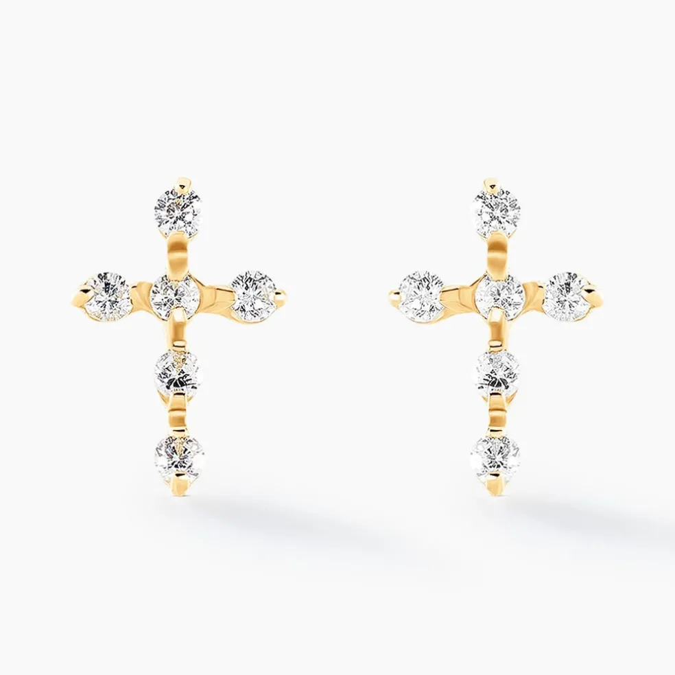Boucles D'oreilles Puces Jesusa Or Jaune Oxyde De Zirconium