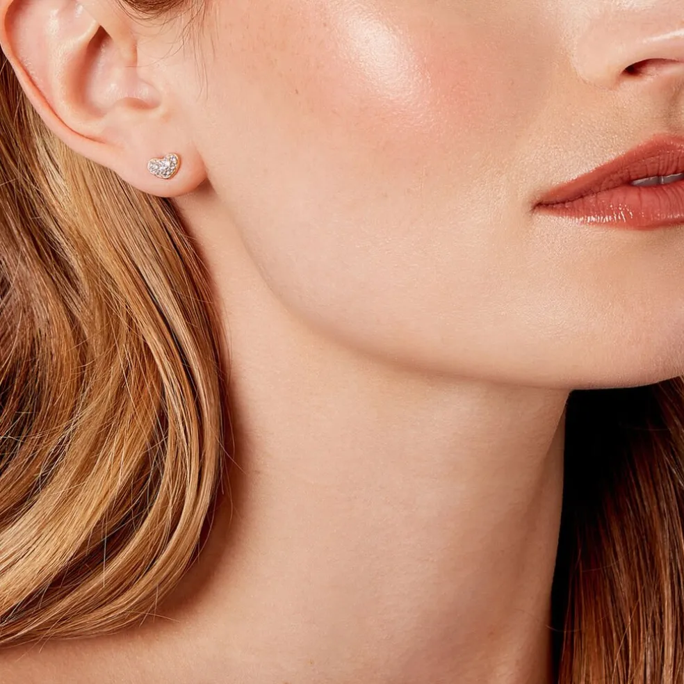 Boucles D'oreilles Puces Janice Plaqué Or Jaune Oxyde De Zirconium