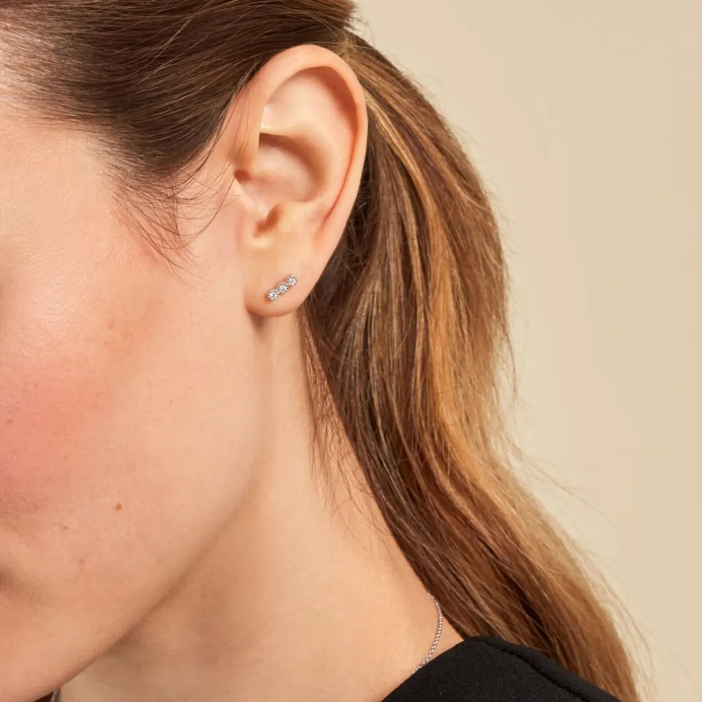 Boucles D'oreilles Puces Janys Argent Blanc Oxyde De Zirconium