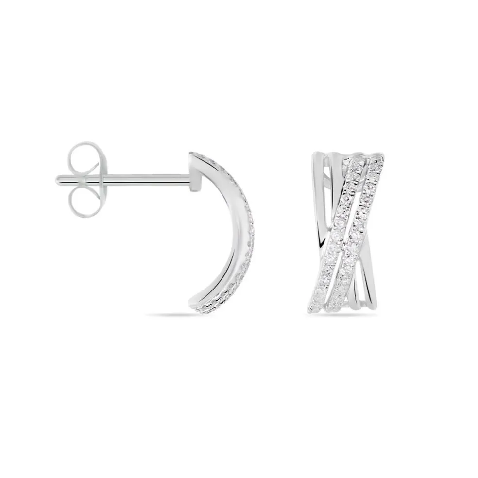 Boucles D'oreilles Puces Julianne Or Blanc Diamant