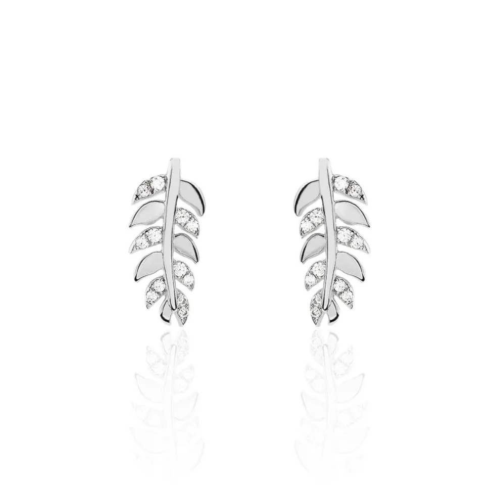 Boucles D'oreilles Puces Jade Argent Blanc Oxyde De Zirconium
