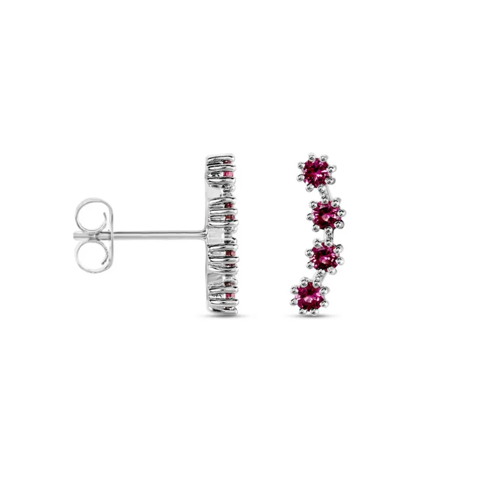 Boucles D'oreilles Puces Karrie Argent Blanc Oxyde De Zirconium