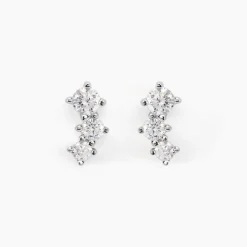 Boucles D'oreilles Puces Kyoto Or Blanc Oxyde De Zirconium