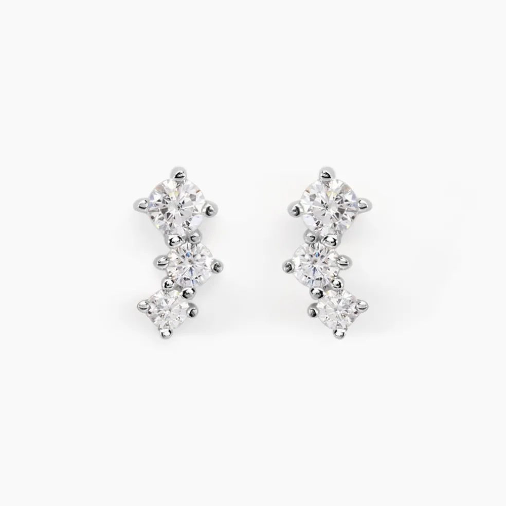 Boucles D'oreilles Puces Kyoto Or Blanc Oxyde De Zirconium