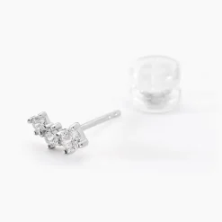 Boucles D'oreilles Puces Kyoto Or Blanc Oxyde De Zirconium